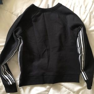 Athleta black pullover sweatshirt + white stripes